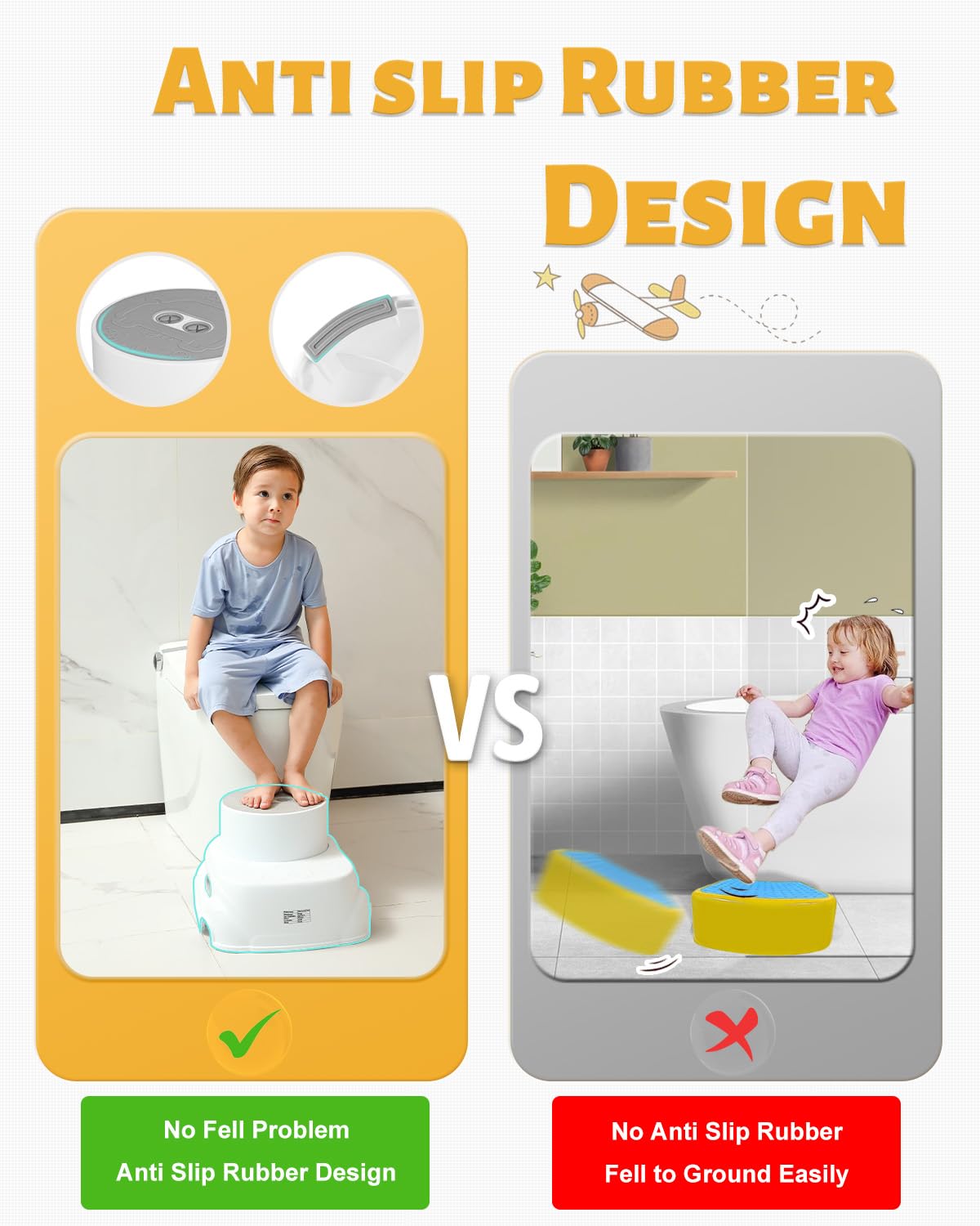 Kids step Stool - Safe Non - Slip Bathroom Helper For Kids