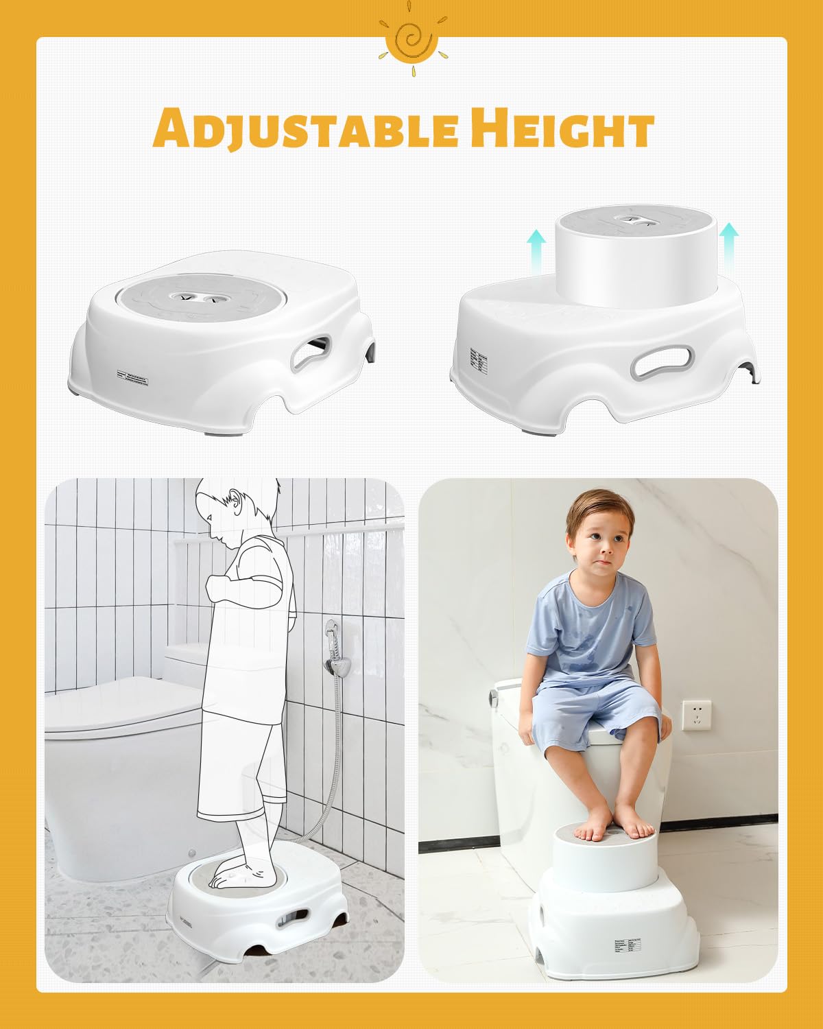 Kids step Stool - Safe Non - Slip Bathroom Helper For Kids