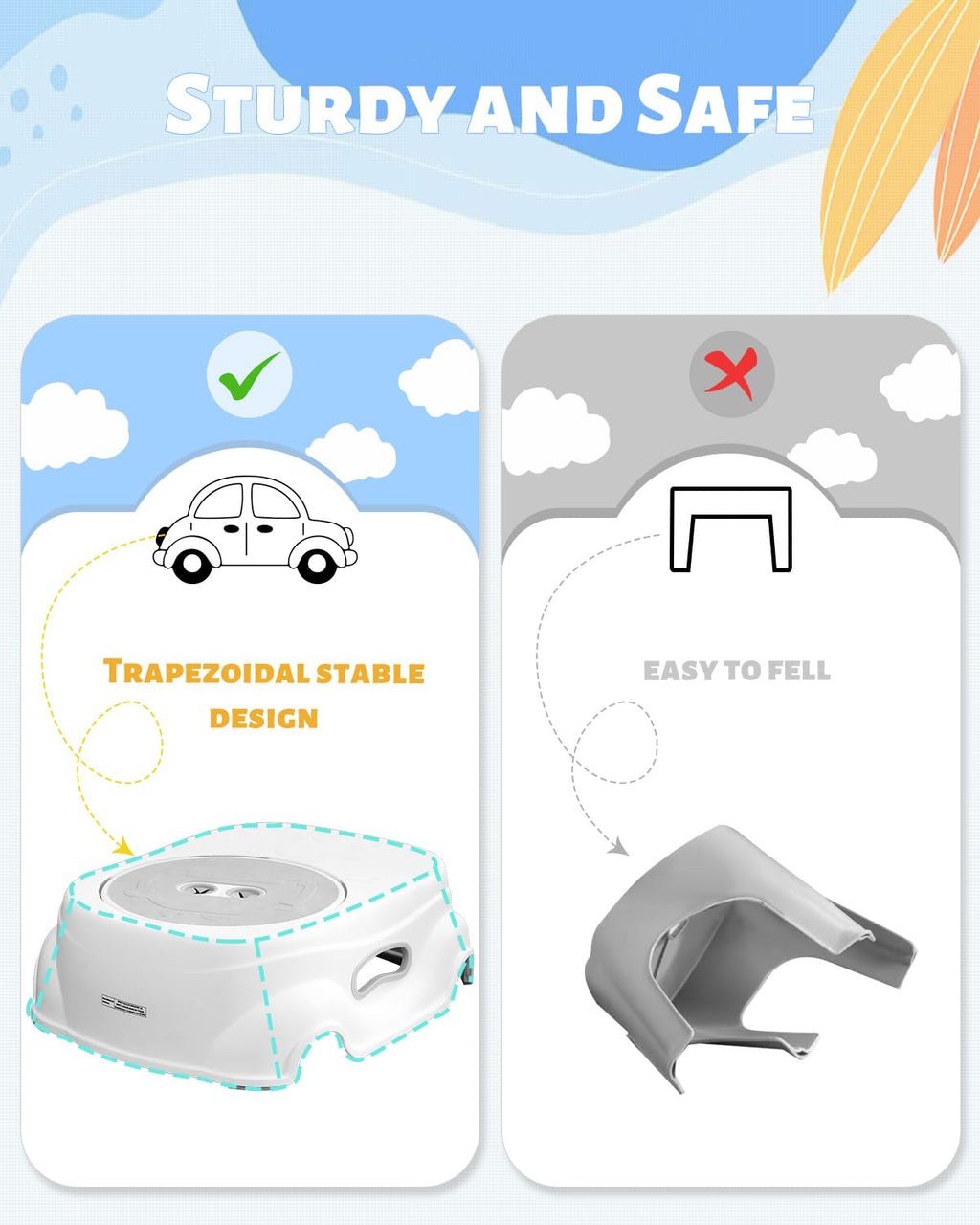 Kids step Stool - Safe Non - Slip Bathroom Helper For Kids