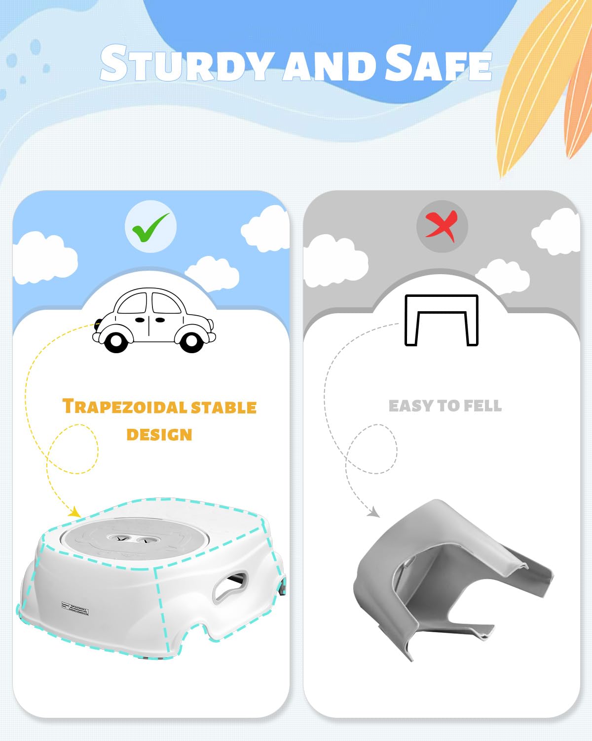 Kids step Stool - Safe Non - Slip Bathroom Helper For Kids